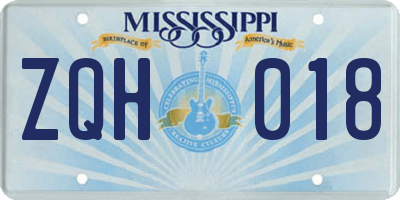 MS license plate ZQH018