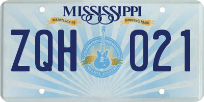 MS license plate ZQH021