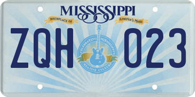 MS license plate ZQH023