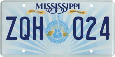 MS license plate ZQH024