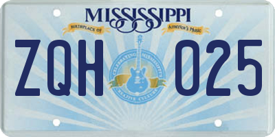 MS license plate ZQH025