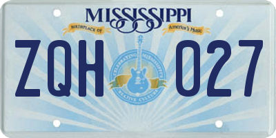 MS license plate ZQH027