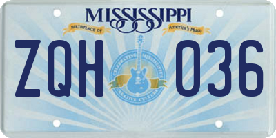 MS license plate ZQH036