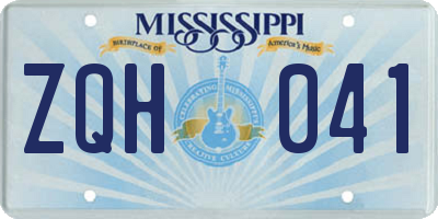 MS license plate ZQH041