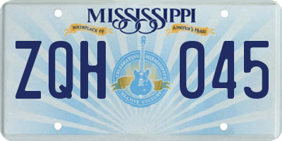 MS license plate ZQH045
