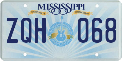 MS license plate ZQH068