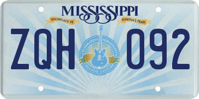 MS license plate ZQH092