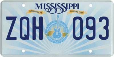 MS license plate ZQH093