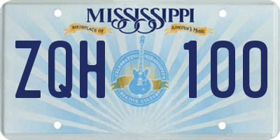 MS license plate ZQH100