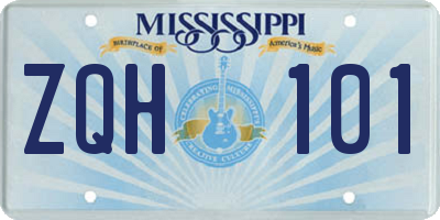 MS license plate ZQH101