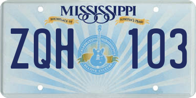 MS license plate ZQH103