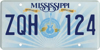 MS license plate ZQH124