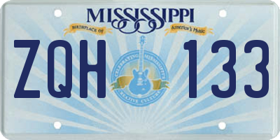 MS license plate ZQH133