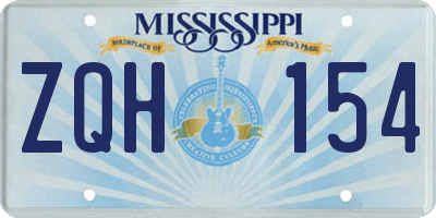MS license plate ZQH154