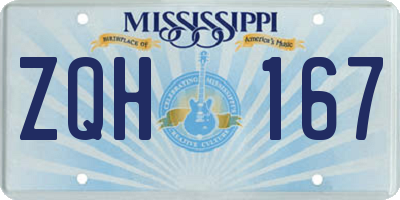 MS license plate ZQH167