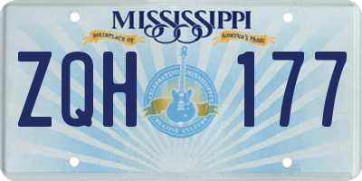 MS license plate ZQH177