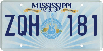 MS license plate ZQH181