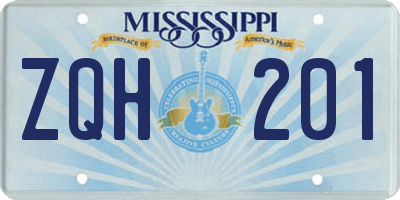 MS license plate ZQH201