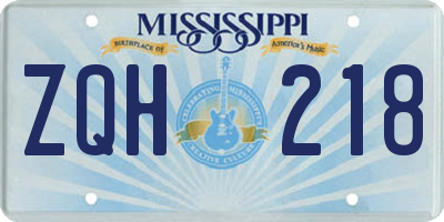 MS license plate ZQH218