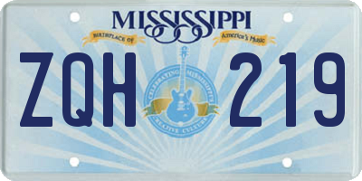 MS license plate ZQH219