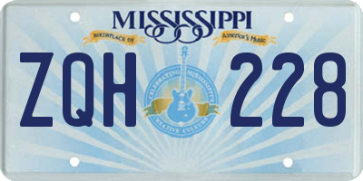 MS license plate ZQH228