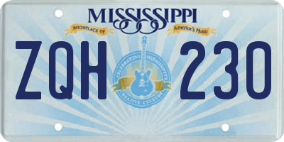 MS license plate ZQH230