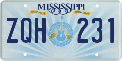 MS license plate ZQH231