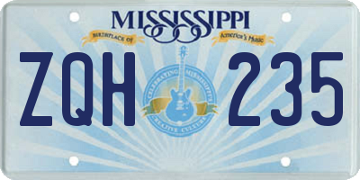 MS license plate ZQH235