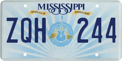 MS license plate ZQH244