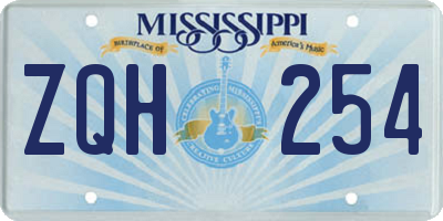 MS license plate ZQH254