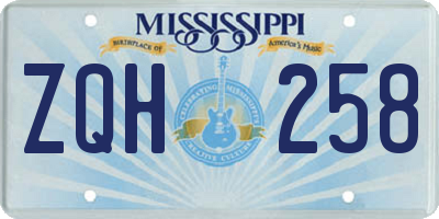 MS license plate ZQH258