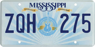 MS license plate ZQH275