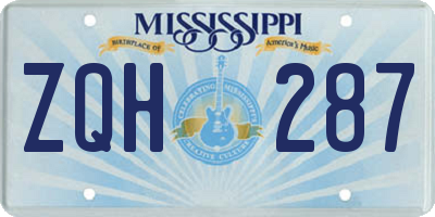 MS license plate ZQH287