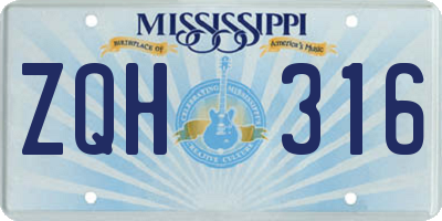 MS license plate ZQH316