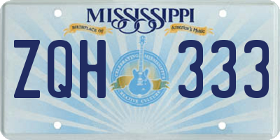 MS license plate ZQH333