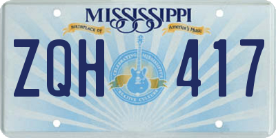 MS license plate ZQH417