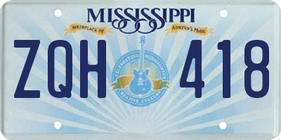 MS license plate ZQH418