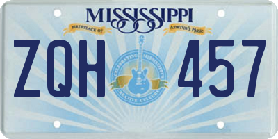 MS license plate ZQH457