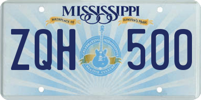 MS license plate ZQH500