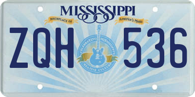 MS license plate ZQH536