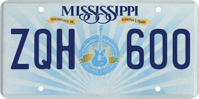 MS license plate ZQH600