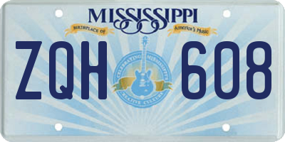 MS license plate ZQH608