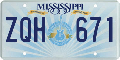 MS license plate ZQH671