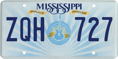 MS license plate ZQH727