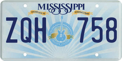 MS license plate ZQH758