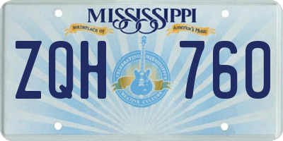 MS license plate ZQH760