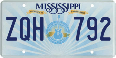 MS license plate ZQH792