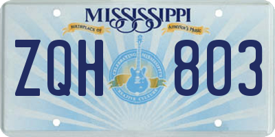 MS license plate ZQH803