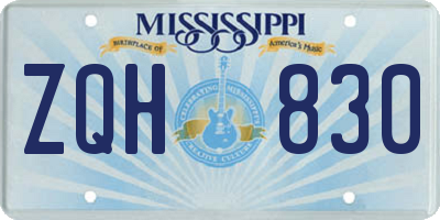 MS license plate ZQH830