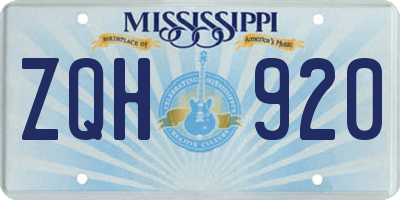 MS license plate ZQH920